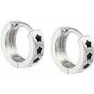 The Love Silver Collection Sterling Silver Star Patterned Classic Huggie Earrings