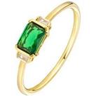 The Love Silver Collection 18Ct Gold Plated Emerald Baguette Triple Cz Engagement Ring