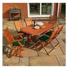 Rowlinson Plumley 6-Seater Dining Set (With Green Cushions)