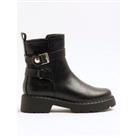 River Island Chunky Buckled Ankle Boot - Black