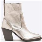 River Island Leather Western Boot - Silver