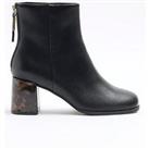 River Island Wide Fit Block Ankle Boot - Black