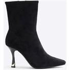 River Island Suedette Sock Boot - Black