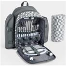 4 Person Picnic Backpack Geo Grey