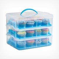 3 Tier Cupcake Carrier Blue