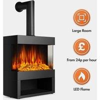 Glass Front Stove Heater & Log Store - 1800W