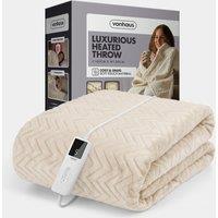 Cream Heated Throw Blanket