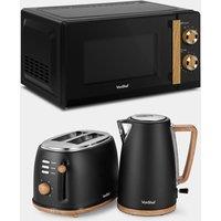 Fika Black Microwave, Kettle & 2 Slice Toaster Set
