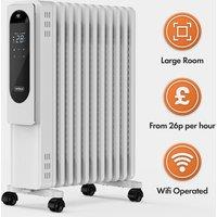 11 Fin Smart Oil Filled Radiator 2500W with Digital Display - White