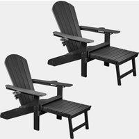 Westport Set of 2 Black Garden Chairs with Footstool