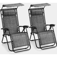 Verona Grey Zero Gravity Chair With Canopy Set of 2
