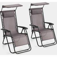 Verona Grey Zero Gravity Chair w/Canopy Set of 2