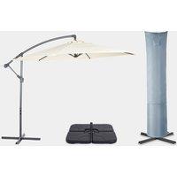 Ivory Cream 3m Banana Parasol, Base & Cover Set