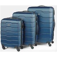 VonHaus 3pc Lightweight Suitcase Set Hard Shell Luggage Travel Trolley Navy