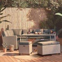 9 Seater Garden Rattan Corner Sofa Dining Table Set