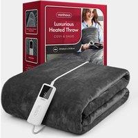 Grey Heated Throw Blanket