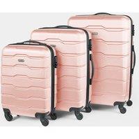 3pc ABS Pink Luggage Set - Travel Luggage - VonHaus