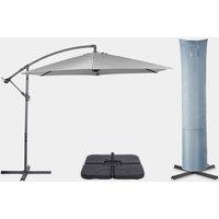 Grey 3m Banana Parasol, Base & Cover Set