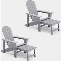 Westport Set of 2 Grey Garden Chairs with Footstool