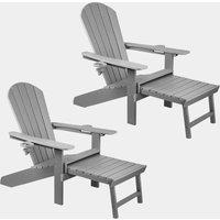 Westport Set of 2 Grey Garden Chairs with Footstool