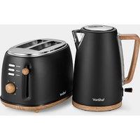 Fika Black & Wood Kettle & 2 Slice Toaster Set