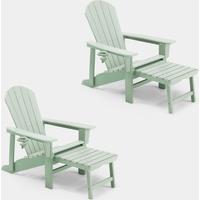 Westport Set of 2 Green Garden Chairs with Footstool