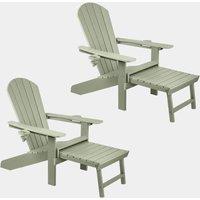 Westport Set of 2 Green Garden Chairs with Footstool