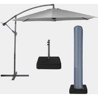 Grey 3m Cantilever Parasol, Base & Cover Set