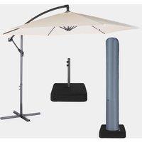 Ivory Cream 3m Cantilever Parasol, Base & Cover Set
