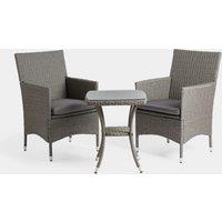 2 Seater Grey Rattan Garden Bistro Set