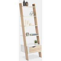 White Oak Effect Ladder Bookcase