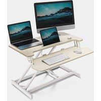 Gas Assisted Sit Stand Rising Workstation - Light Wood