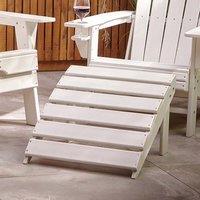 VonHaus White Adirondack Footstool, Slatted Wooden Outdoor Garden Chair Footrest