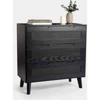 Black Rattan Chest of Drawers - Bedroom Furniture - VonHaus