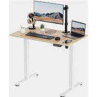 White Standing Desk with Maple Desktop 100x60cm