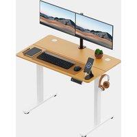 White Standing Desk with Maple Desktop 100x60cm and USB-C Charging Port