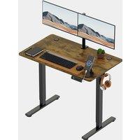 Black Standing Desk with Walnut Desktop 100x60cm and USB-C Charging Port