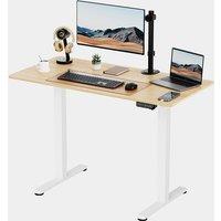 White Standing Desk with Maple Desktop 120x60cm