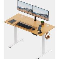 White Standing Desk with Maple Desktop 120x60cm and USB-C Charging Port