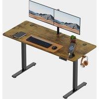 Black Standing Desk with Walnut Desktop 140x60cm and USB-C Charging Port