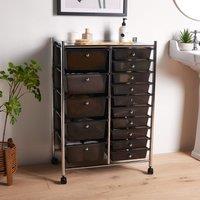 Black 15 Drawer Trolley