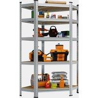 5-Tier Galvanised Steel Corner Shelving Unit Silver (150 x 70cm)