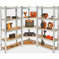 5-Tier Galvanised Steel Corner Shelving Unit x3 Silver (150 x 70cm)