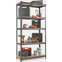 5-Tier Metal Shelving Unit Black (180 x 90 x 40cm)