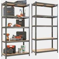5-Tier Metal Shelving Unit x2 Black (180 x 90 x 40cm)