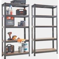 5-Tier Metal Shelving Unit x2 Black (150 x 75 x 30cm)