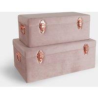 Velvet Pink Storage Trunks Set of 2