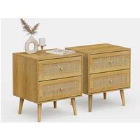 Sienna Rattan Bedside Table Drawers Set of 2