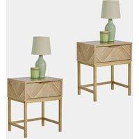 Ducie Herringbone Bedside Tables Set of 2