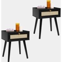 Whitworth Cane 1 Drawer Side Tables Set of 2